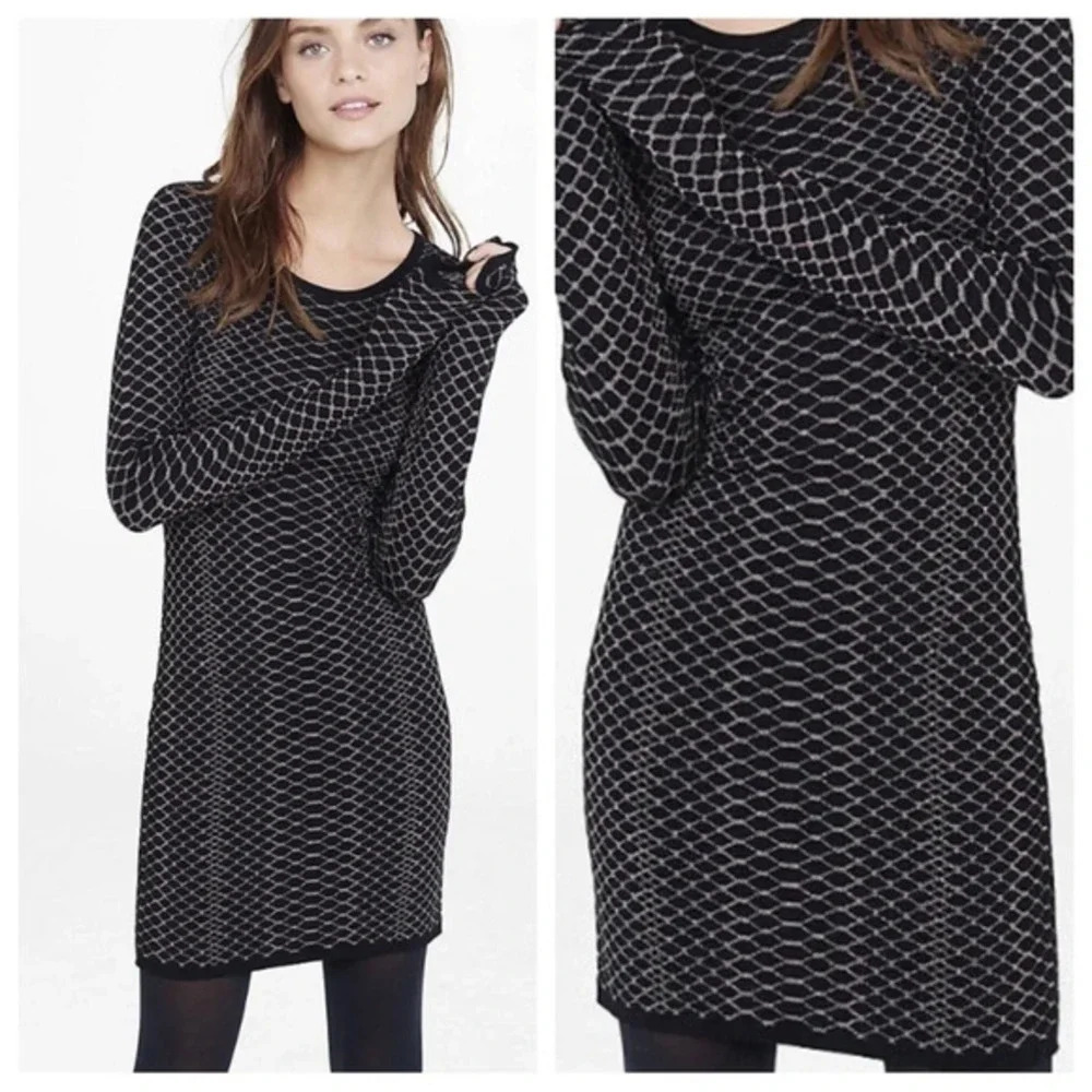 Express Black and White Patterned Dress